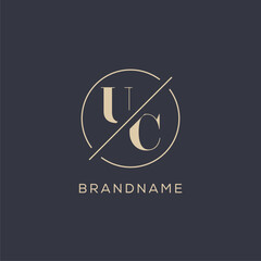 Wall Mural - Initial letter UC logo with simple circle line, Elegant look monogram logo style
