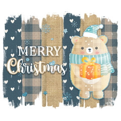 Wall Mural - christmas greeting card with teddy bear