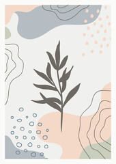Wall Mural - botanical art. abstract organic vector shapes, leaves, branch, plants. natural elements in doodle st