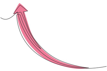 Wall Mural - single continuous line drawing of rising up arrow symbol. above pointer shape direction. minimalism 