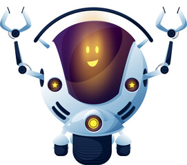 Aufkleber - Cartoon robot with claws and wheel, humanoid droid