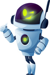 Fototapete - Cartoon cyborg wink and show thumb up, robot