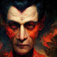 Wall Mural - Portrait of devil, Illustration, drawing