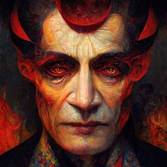 Wall Mural - Portrait of devil, Illustration, drawing