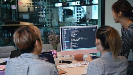 Programer team working and meeting in modern office