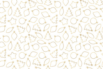 Wall Mural - golden seamless pattern with christmas balls, great for wrapping, textile, wallpaper, greeting card- vector illustration