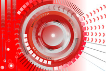 Futuristic Red White Circle Element Background.  Red Gradient Abstract Technology Background.