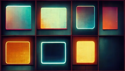 Wall Mural - futuristic glowing frames in the style of the eighties