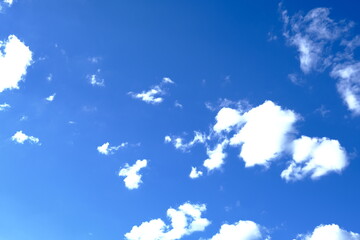 deep blue sky with white clouds