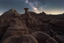 Stone Formation Against Starry Sky