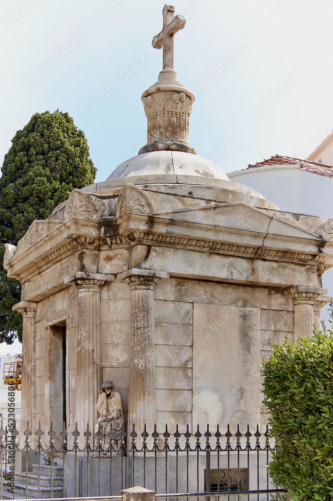 Crypt of the lonely dead under the blue sky as