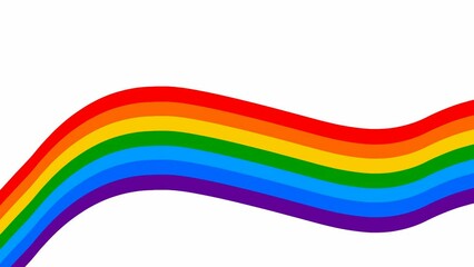 Wall Mural - Animated color stripe. Decorative rainbow wave gradually changes shape. Looped video. Flat vector illustration isolated on a white background.
