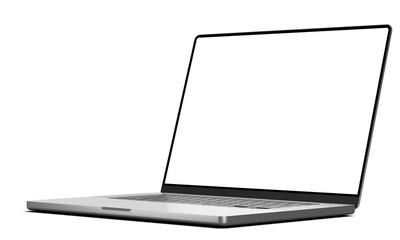 Wall Mural - laptop rotated position with shadow - modern frameless design isolated on transparent background - p