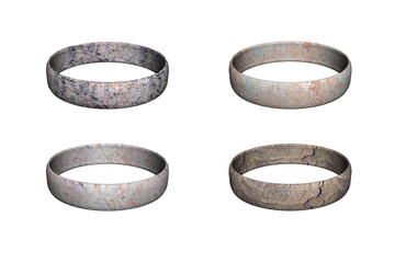 three dimensional stone rings isolated on transparent background,rendering 3D illustration