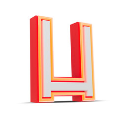 Wall Mural - Red 3D alphabet  japan style with orange neon light, 3d rendering.