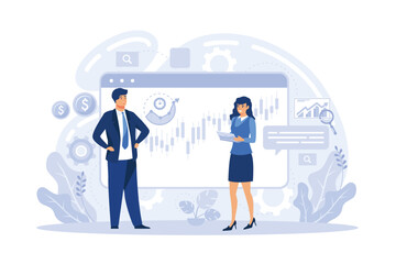 Wall Mural - intellectual capital, economic growth and development, stock market data graphics for statistic and 