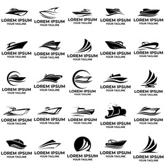 set of boat logo vector design template