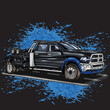 towing service truck isolated on black background for poster, t-shirt print, business element, social media content, blog, sticker, vlog, and card. vector illustration.