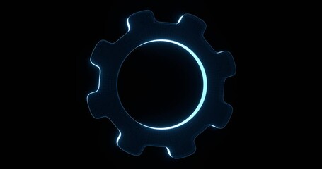 3D Animation Loop of a Gear or Cogwheel Spinning on a Black Background, Business, Technology, Internet and network concept.