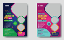 Colorful School Admission Flyer Template Design. Kids School Design For Poster, And Banner. Education Flyer Vector Template.