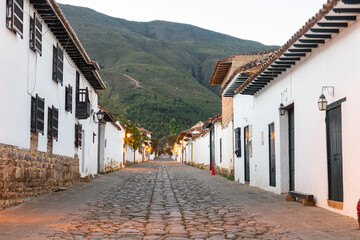 Wall Mural - street view of villa de leyva town, colombia