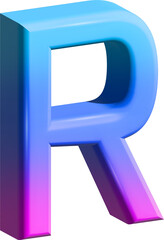 3D Gradient Alphabet Letter R