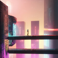 Wall Mural - Futuristic city