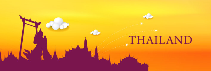 Landmark and travel banner Thailand travel Banner Thailand vector background