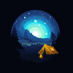 Sticker - Camping logo design landscape vector illustration