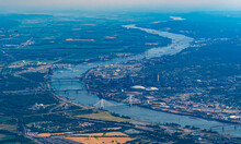 Aerial View Of St Louis With Bridges And Snaking Mississippi River