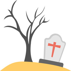 Wall Mural - Christian Graveyard Flat Icons