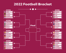 FIFA World Cup. World Cup 2022. Football Tournament Bracket. Soccer Match Or Football Tournament, Cup Of Championship Vector Stage