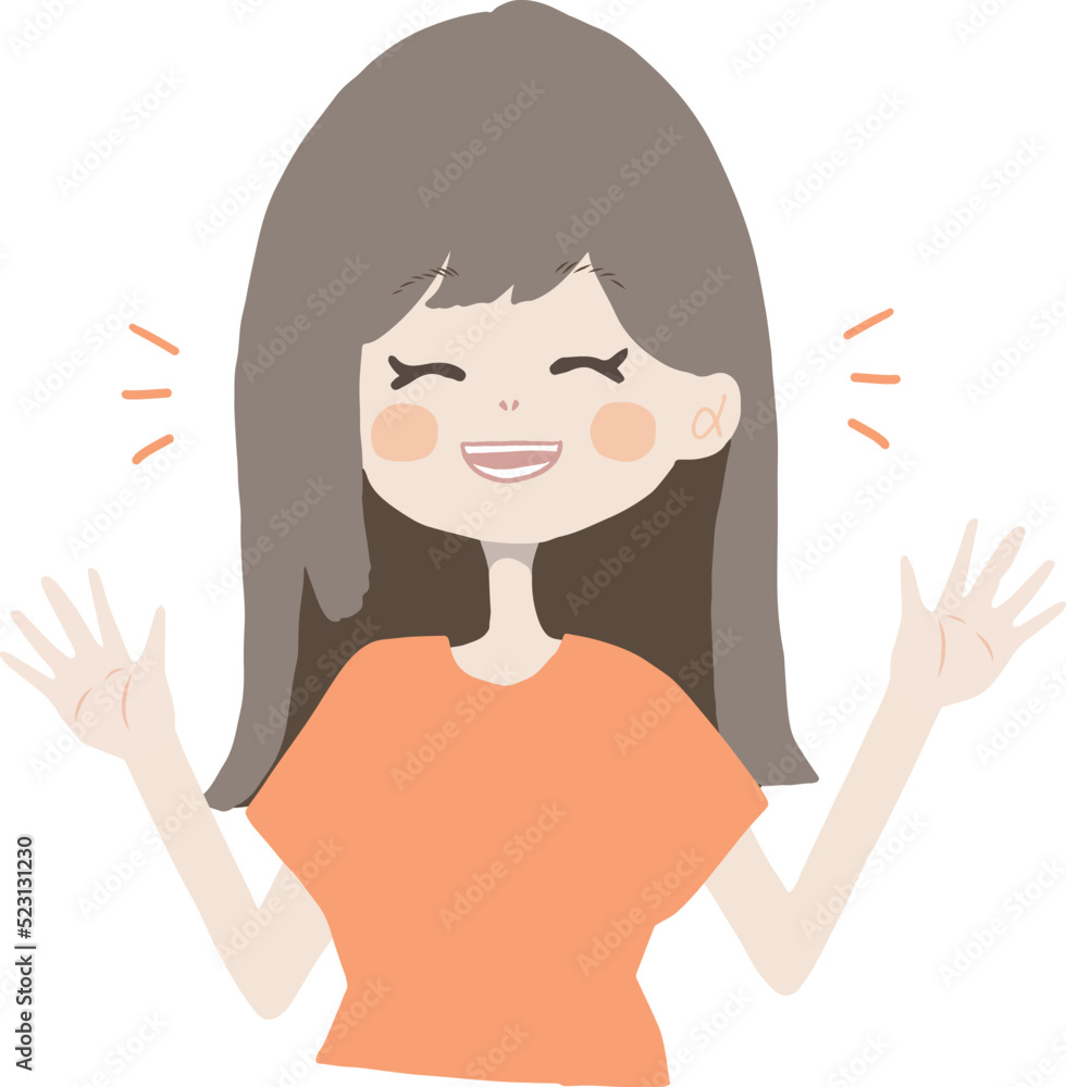 笑顔で「気にしないで」と明るく振る舞う女の子のイラスト Stock Vector | Adobe Stock