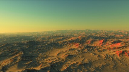 landscape on planet Mars, scenic desert scene on the red planet
