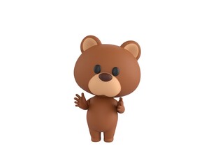 Sticker - Little Bear character applauding in 3d rendering.