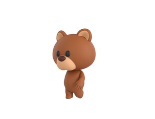 Sticker - Little Bear character walking in 3d rendering.