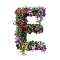 Wall Mural - 3d rendering of Bougainvillea alphabet