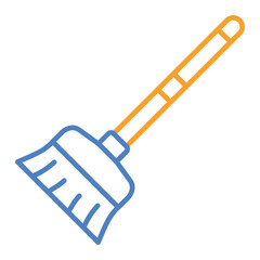 Broom Blue And Orange Line Icon