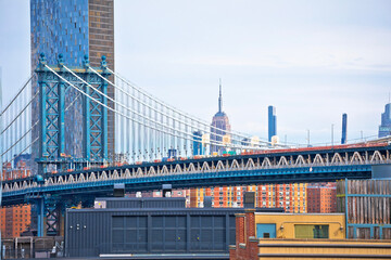 Wall Mural - Manhattan bridge and New York City skyline view,