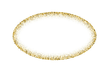 Wall Mural - oval gold frame from glitters with bright glow light effect vector illustration. abstract golden ell