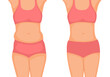 © Tenstudio - young woman body Before and After weight loss showing from fat to slim belly fat concept