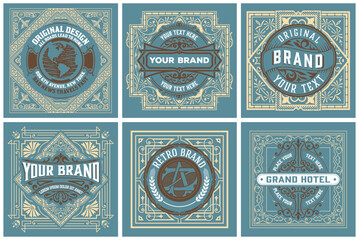 Poster - Set of 6 labels. Western style