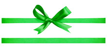 A Green Ribbon And Bow Christmas, Birthday And Valentines Day Present Decoration Set Isolated Against A Transparent Background