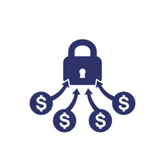 Sticker - locked funds, money icon on white