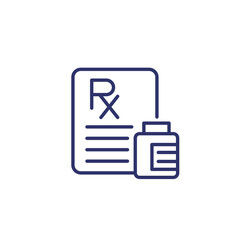 Wall Mural - medical prescription line icon on white