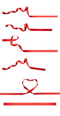 Wall Mural - A set of curly red ribbon for Christmas and birthday present isolated against a transparent background.