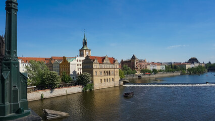 Wall Mural - View on city on Vltava river in Prague