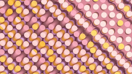 Fototapete - Digital background seamless loop wave animation of many cylinders. 3d rendering