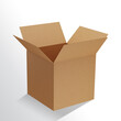 © Natalya - Big open cardboard box 3D rendering. Packaging box mock up.