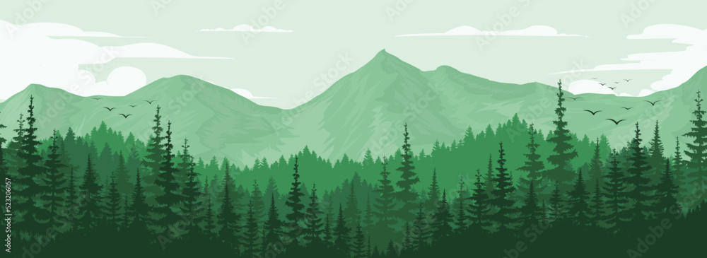 Beautiful mountain landscape. Vector background image of nature. Stock ...